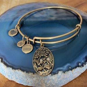 Alex and Ani Sister Charm Bangle Bracelet Gold Adjustable